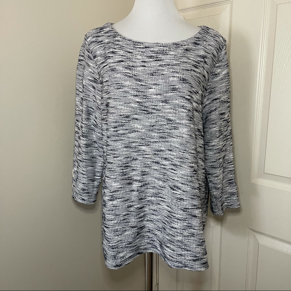 Talbots Boatneck navy/cream sweater